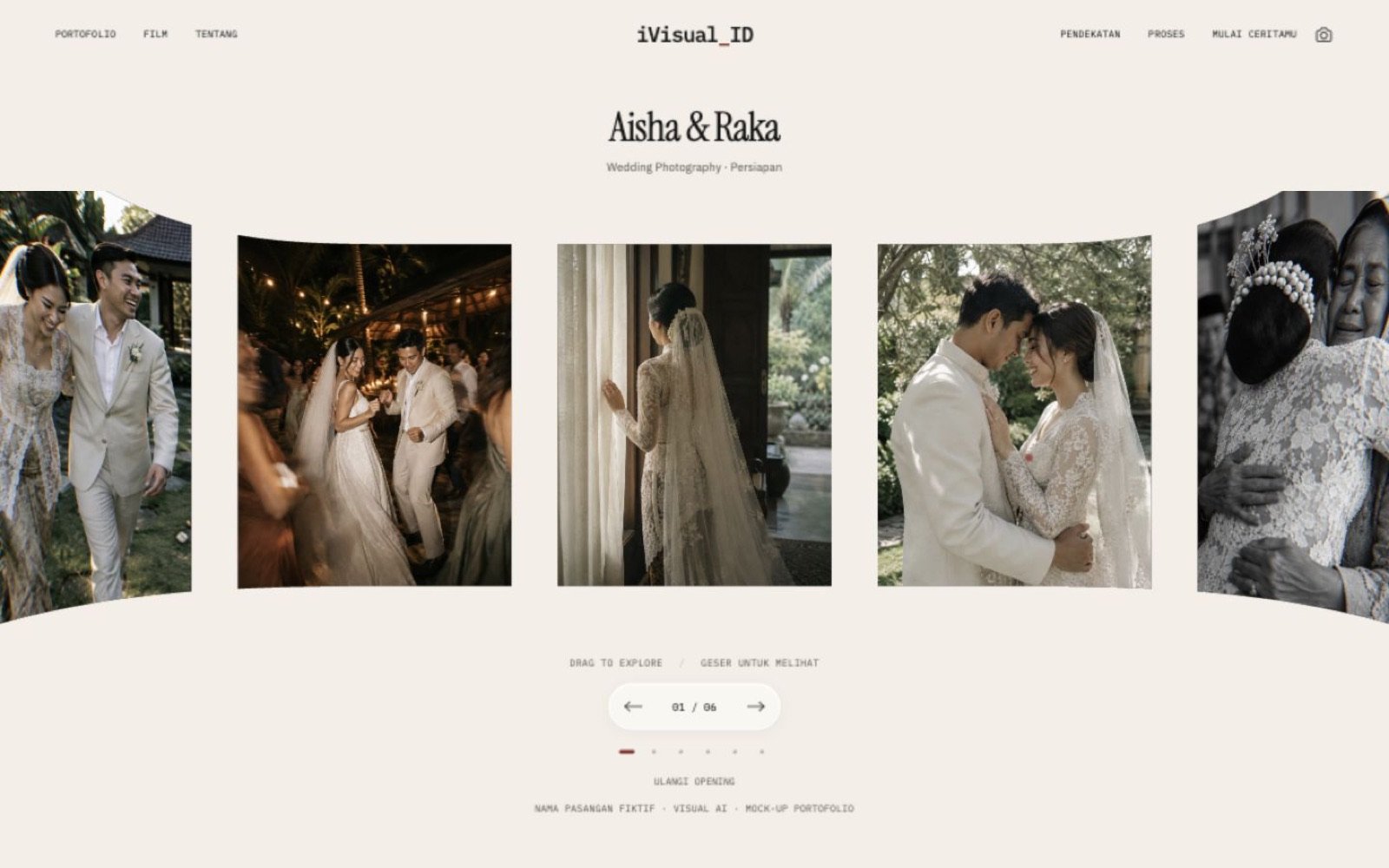 Screenshot of the iVisual_ID concept website: portofolio aisha raka