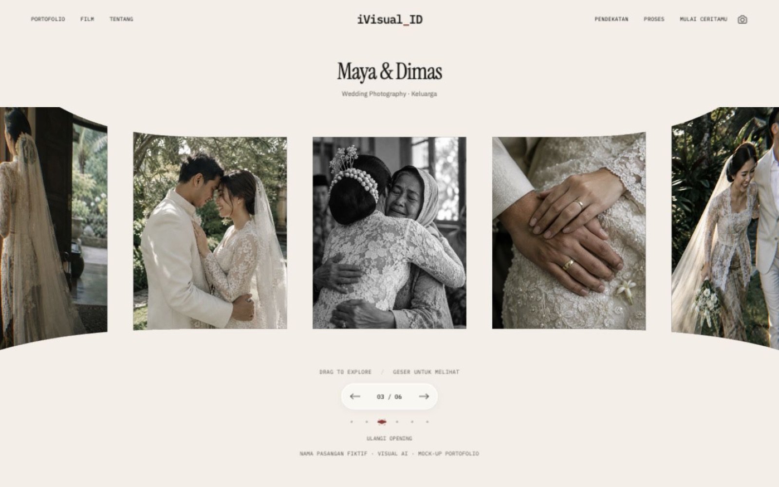 Screenshot of the iVisual_ID concept website: portofolio maya dimas