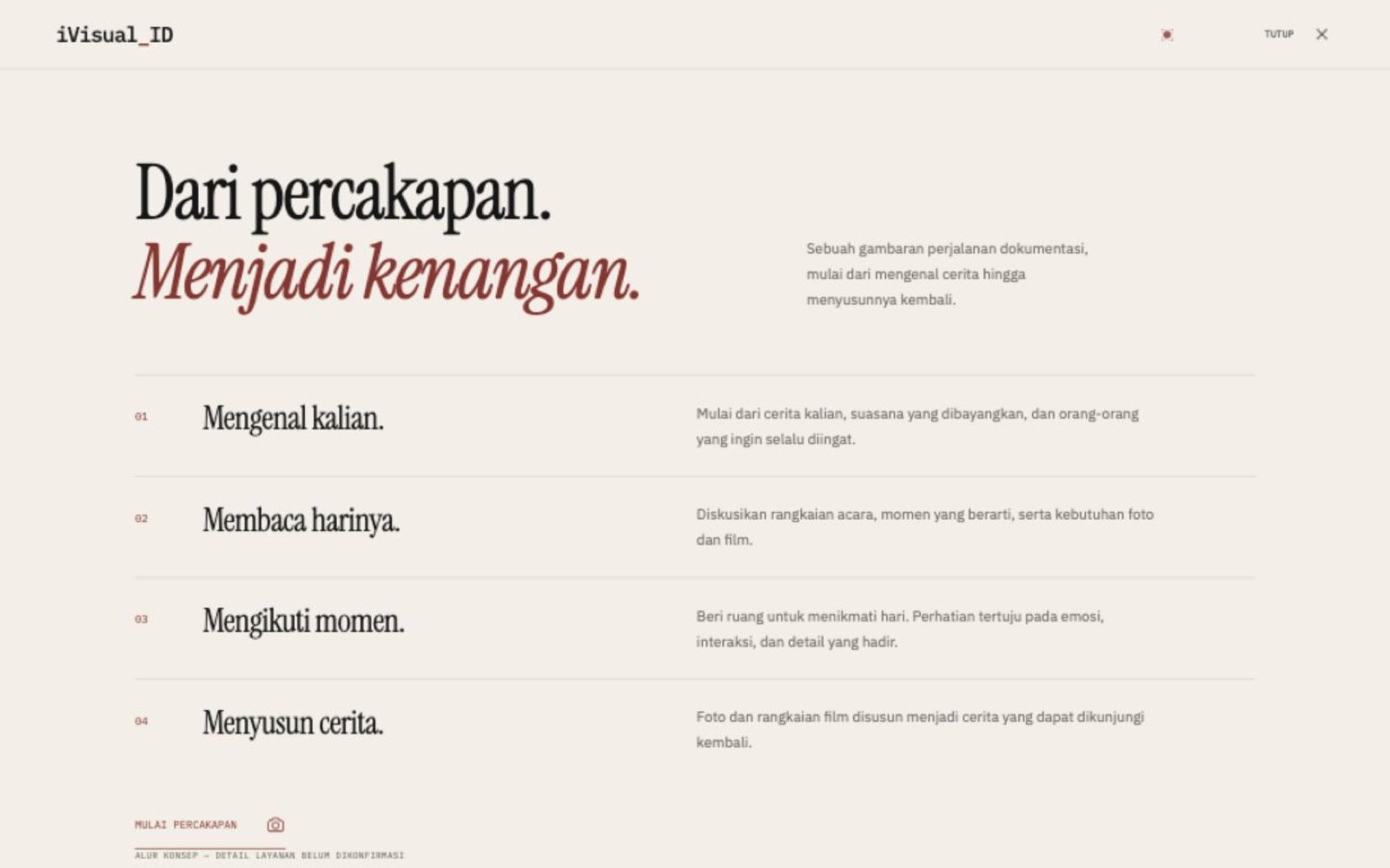 Screenshot of the iVisual_ID concept website: proses