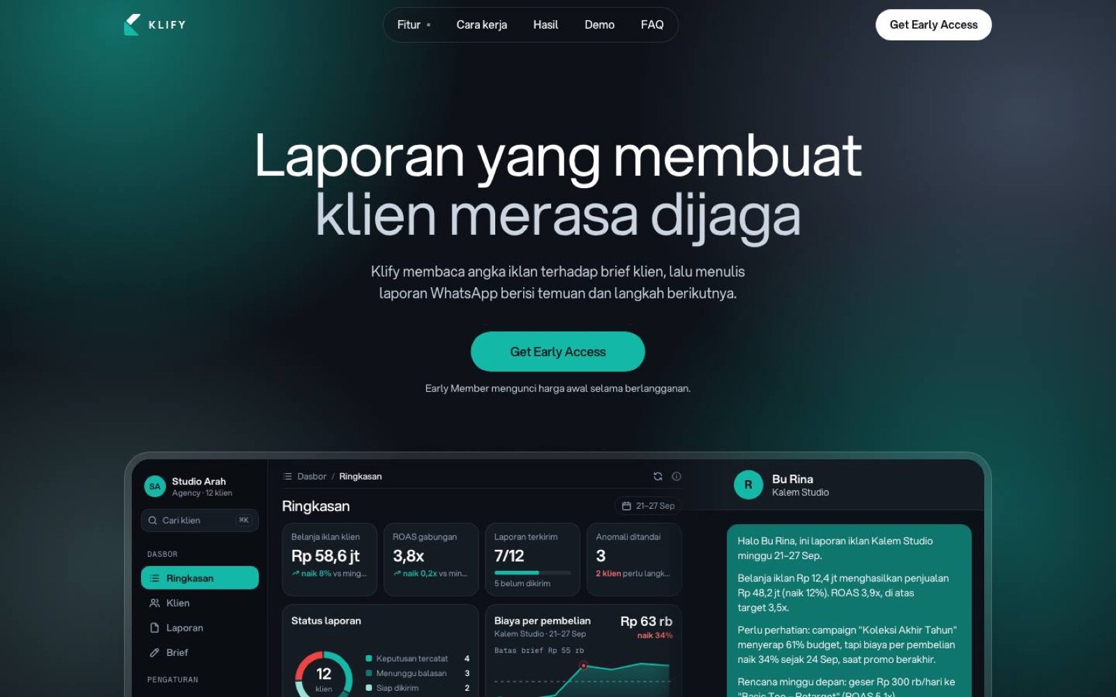 Screenshot of the Klify concept website: d00 daftar