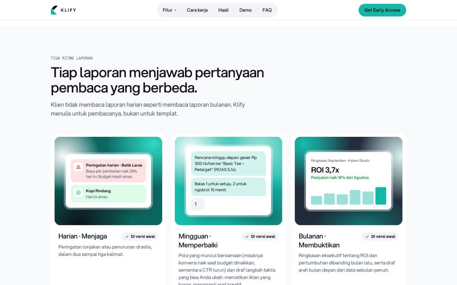 Screenshot of the Klify concept website: d03 ritme