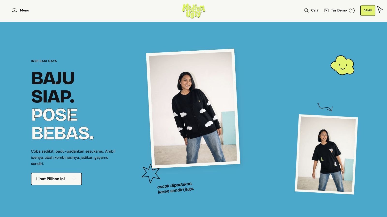 Screenshot of the Medium Ugly concept website: lookbook