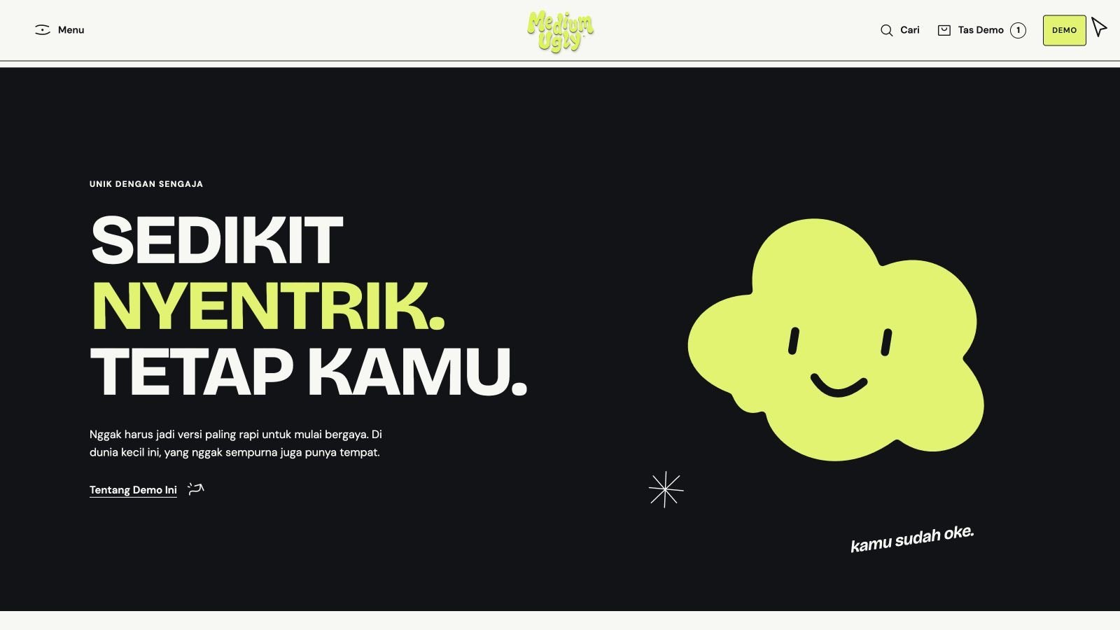 Screenshot of the Medium Ugly concept website: manifesto