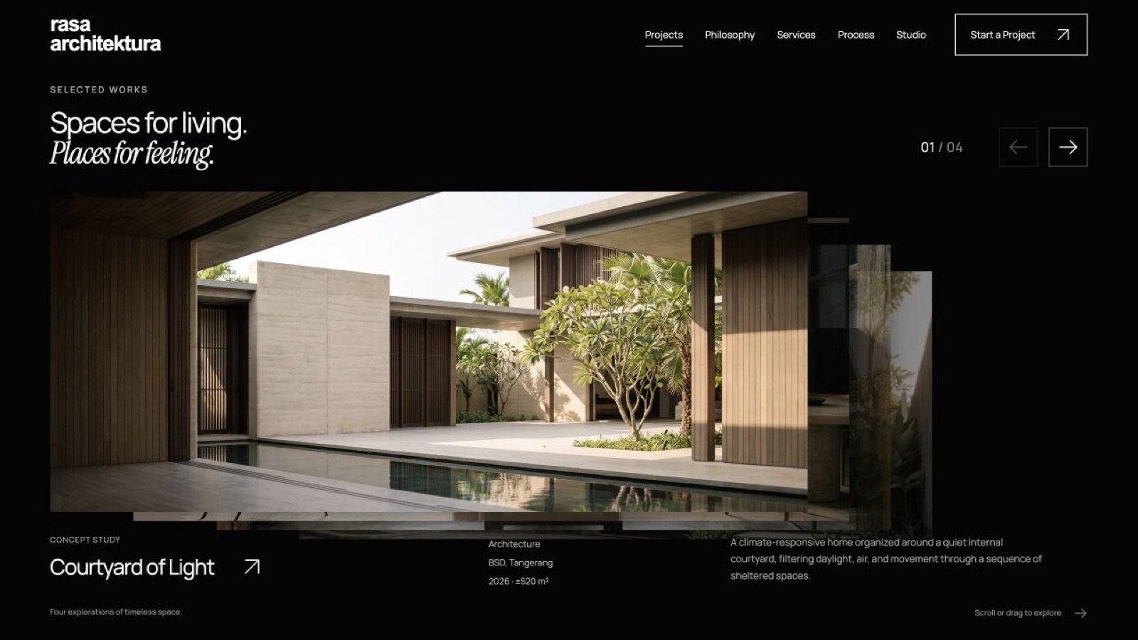 Rasa Architektura: Concept work, shown honestly and in sequence